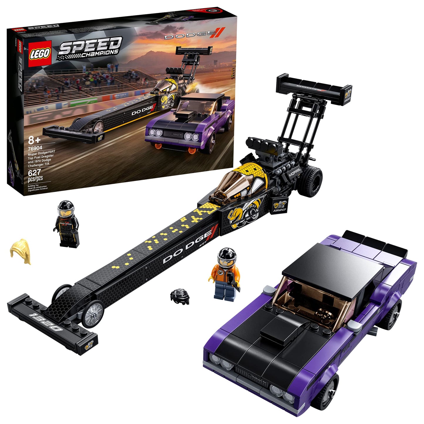 LEGO Speed Champions Mopar Dodge//SRT Top Fuel Dragster and 1970 Dodge Challenger T/A 76904