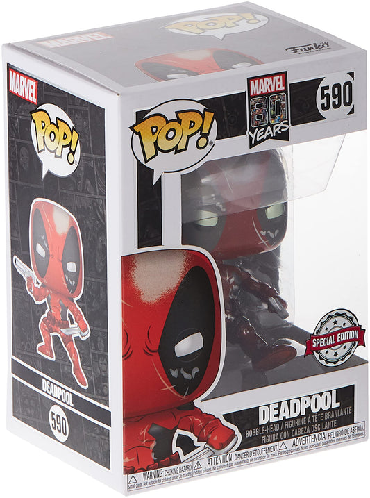 Funko POP! Marvel 80th First Appearance Deadpool Damaged [Metallic] #590 Exclusive