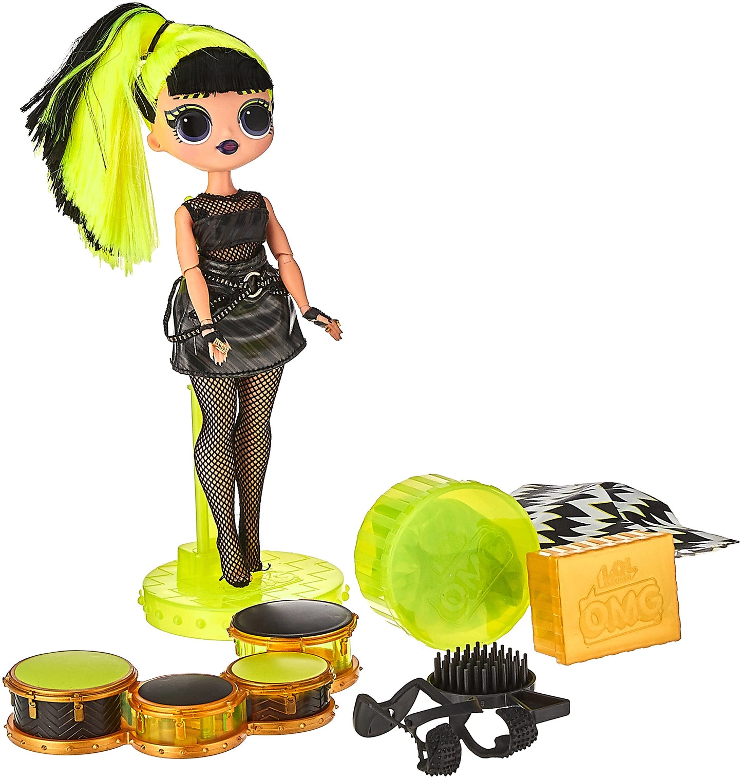 L.O.L. Surprise! OMG Remix Rock Bhad Gurl Fashion Doll with 15 Surprises Including Drums, Outfit, Shoes, Stand, Lyric Magazine, and Record Player Playset -Toys for Girls Boys Ages 4 5 6 7+,Multicolor