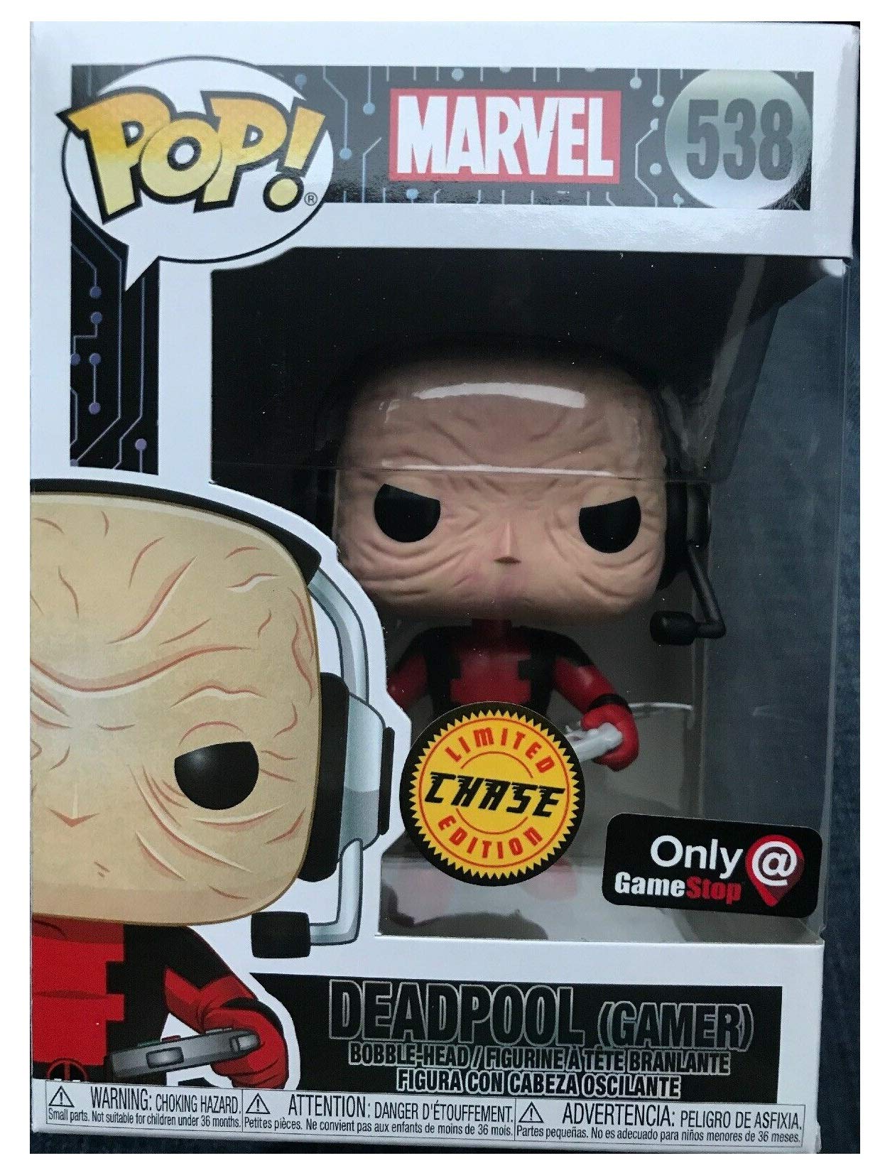 Funko POP! Marvel CHASE Deadpool (Gamer) #538 [Unmasked] Exclusive