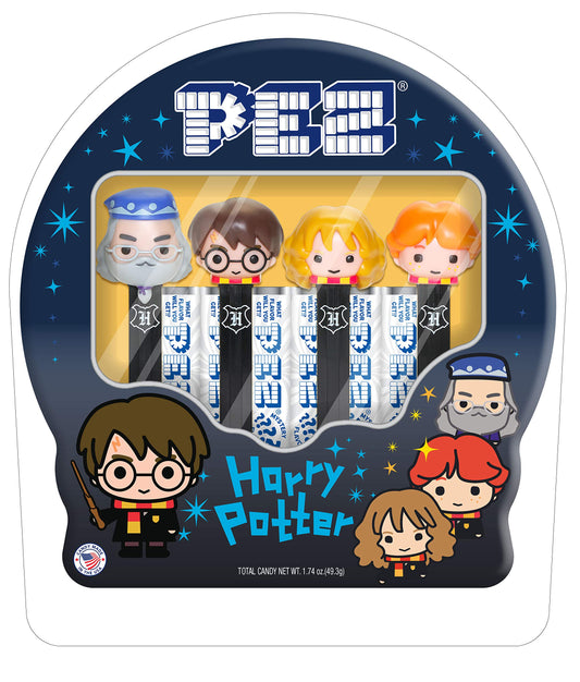 PEZ Candy Harry Potter Gift Tin (Includes 4 Harry Potter PEZ Dispensers & 6pack of Mystery PEZ Candy), assorted fruit, (000871)