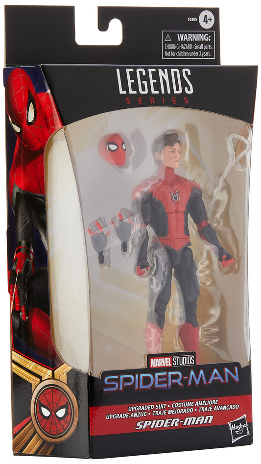 Spider-Man Marvel Legends Series 6-inch Scale Upgraded Suit Spider-Man Action Figure Toy Premium Design and Articulation, 1 Figure, and 4 Accessories Exclusive