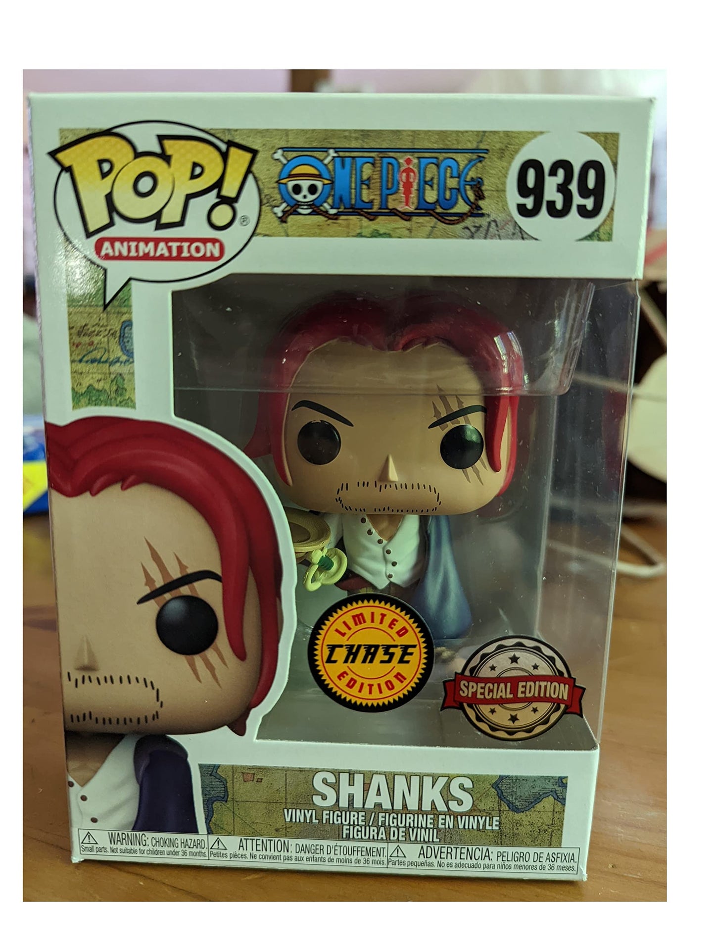 Funko POP! Animation One Piece CHASE Shanks #939 Exclusive Sticker