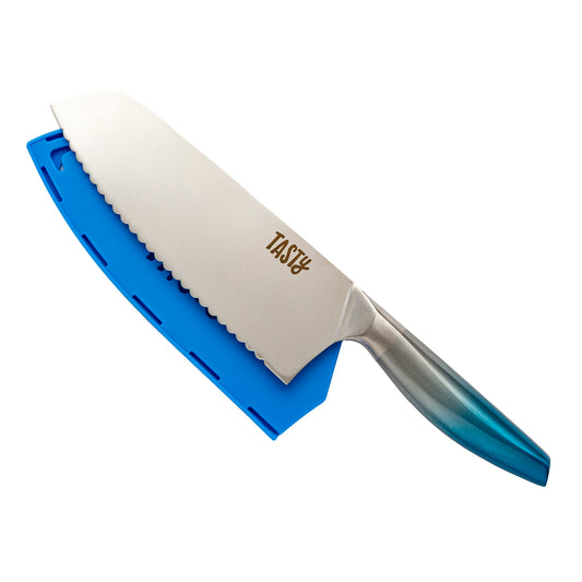 Tasty Stainless Steel Ombre Megatoku Knife with 3.2" Blade and Guard, Royal Blue, 2 Piece