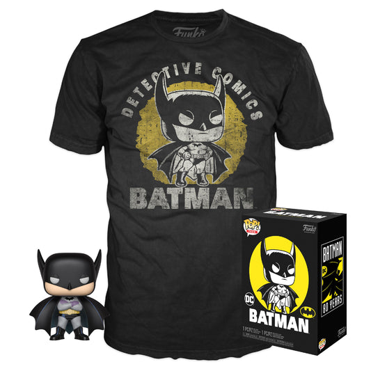 Funko POP! and Tee Batman's 80th Sun Faded with Size XL T-Shirt Collectors Box Exclusive