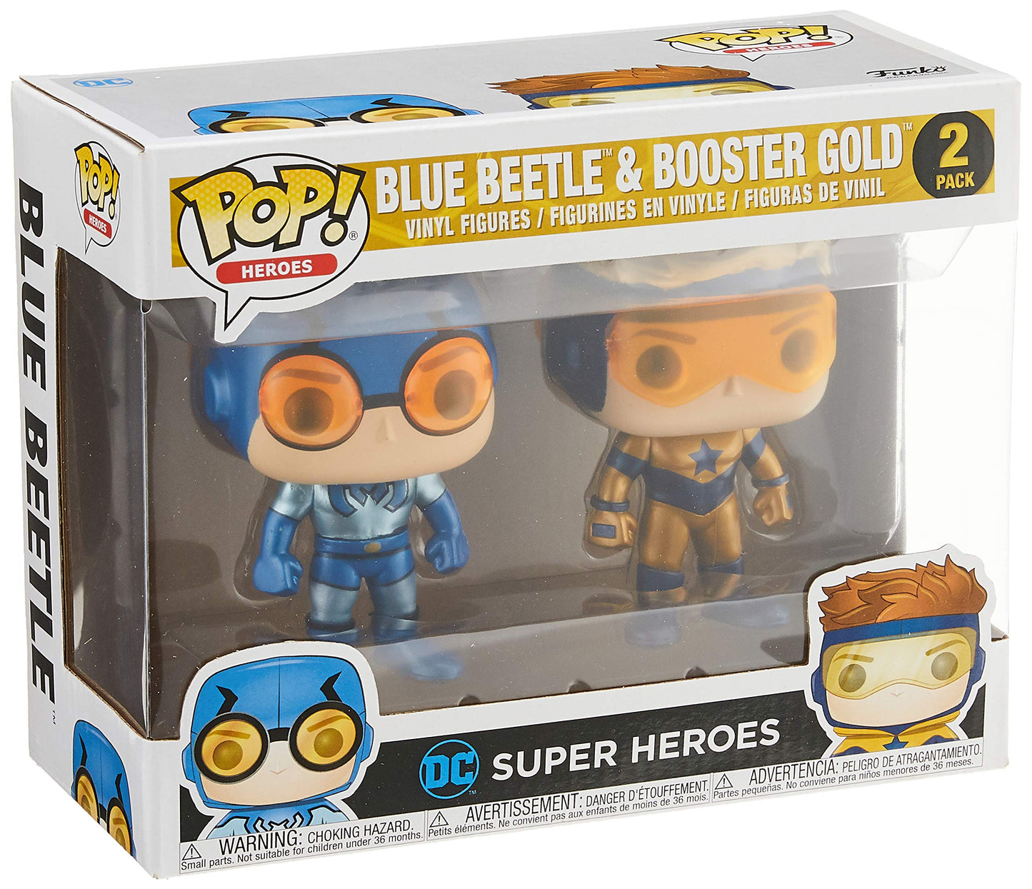 Funko POP! Heroes DC Heroes Booster Gold & Blue Beetle (Metallic Versions) Vinyl Figure 2-Pack