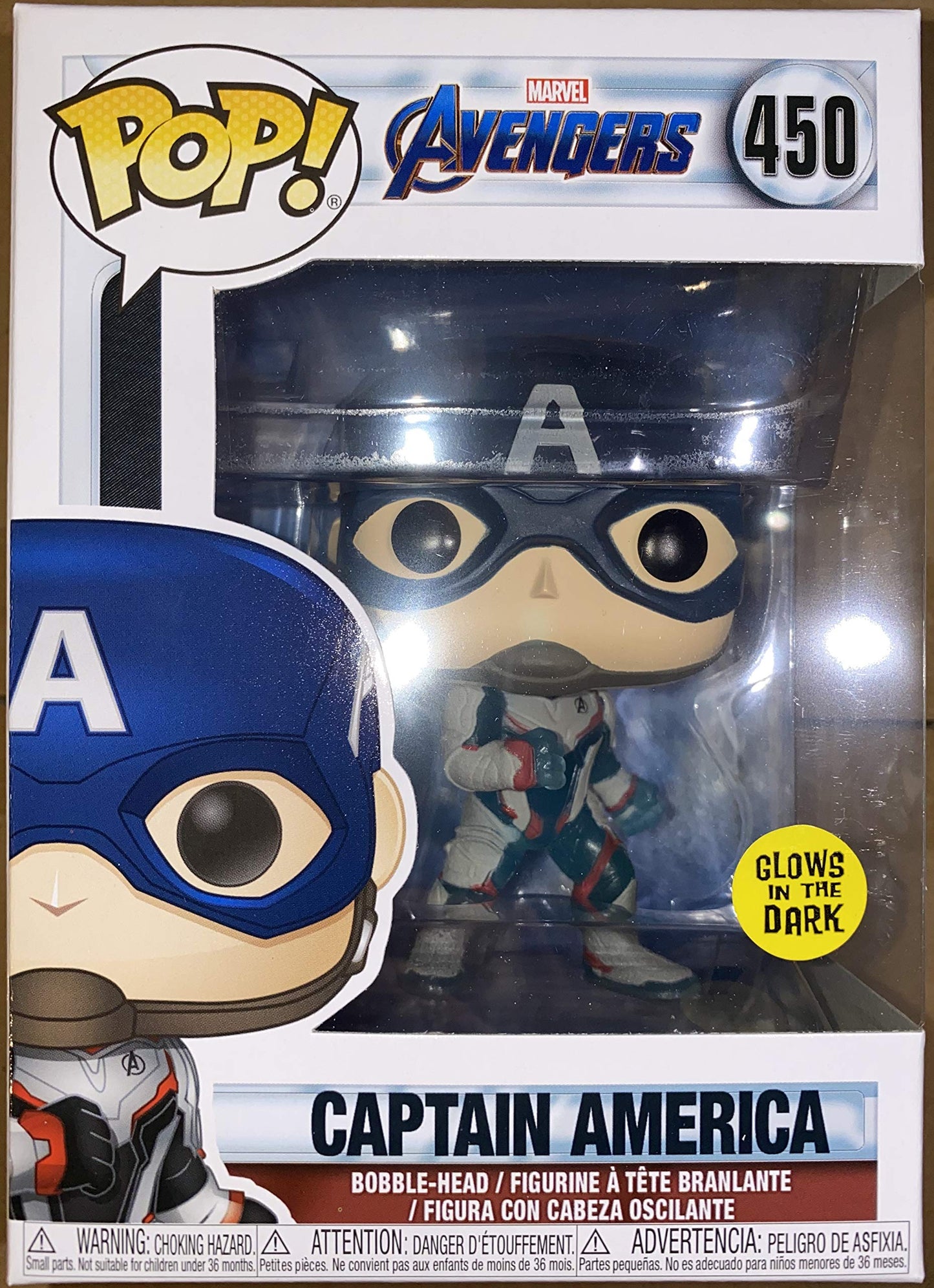 Funko POP! Marvel Avengers Endgame Captain America #450 [Quantum Realm Suit, Glows in the Dark] Exclusive