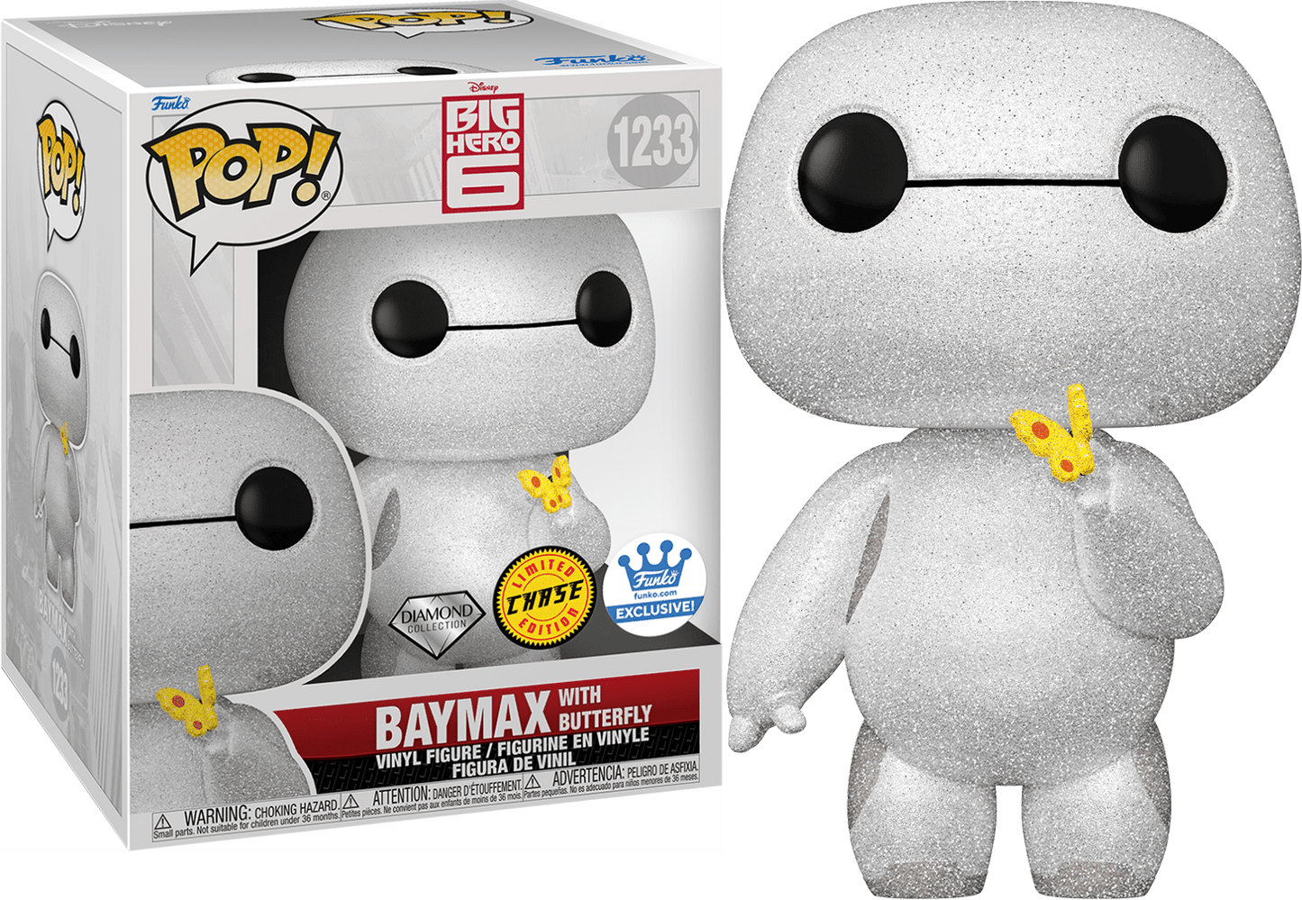Funko POP! Disney Big Hero 6 - 6 Inch CHASE Baymax with Butterfly #1233 [Diamond Collection] Exclusive