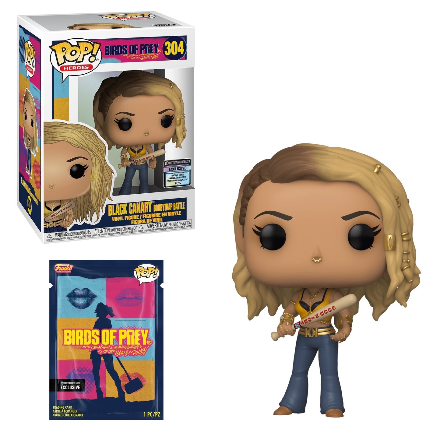 Funko POP! Heroes Birds of Prey Black Canary Boobytrap Battle #304 Exclusive with Trading Card