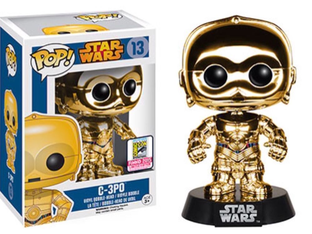 Funko POP! Star Wars C-3PO (Chrome Metallic) #13 (Blue Box) SDCC 2015 Exclusive Sticker