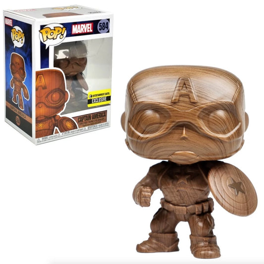 Funko POP! Marvel Captain America #584 [Wood Deco] EE Exclusive