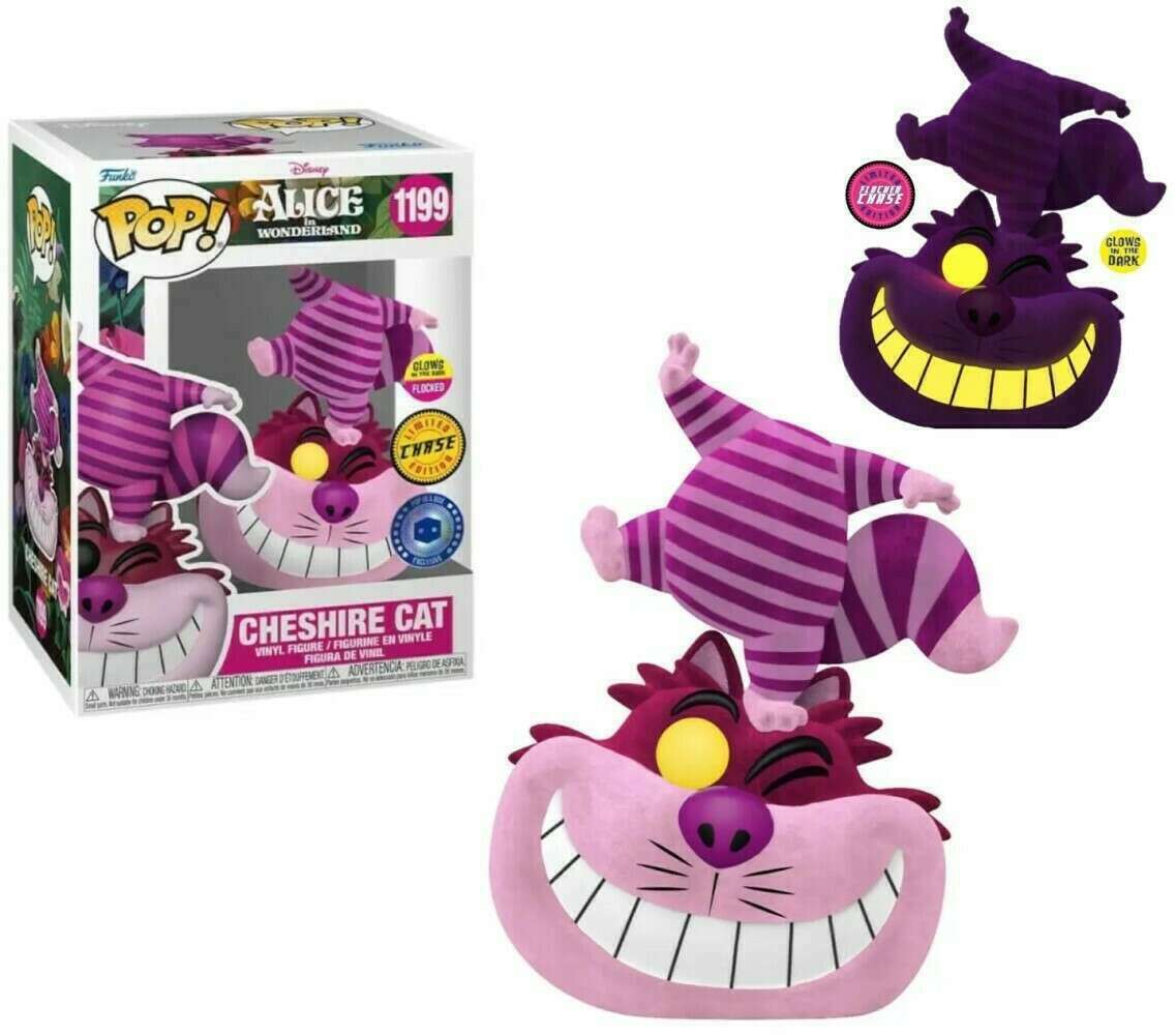 Funko POP! Disney Alice in Wonderland CHASE Cheshire Cat Standing on Head #1199 [Flocked, Glows in the Dark] Exclusive