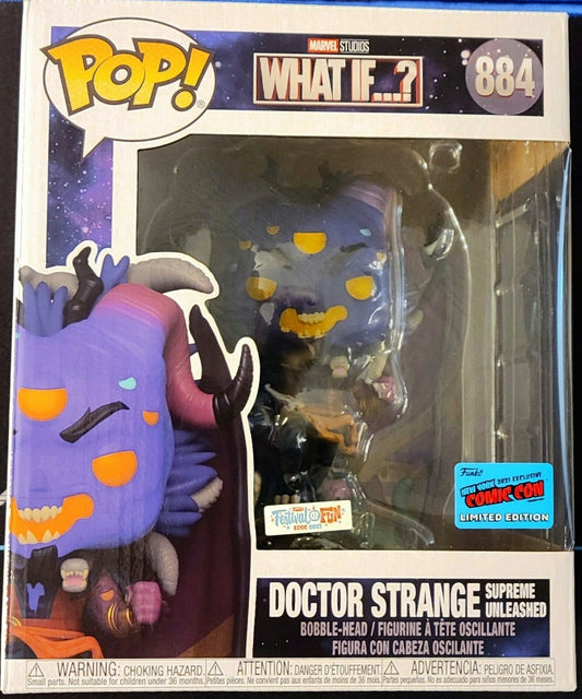 Funko POP! Marvel Studios WHAT IF Doctor Strange Supreme Unleashed #884 NYCC Limited Edition Convention Sticker Exclusive