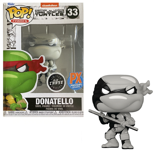 Funko POP! Comics CHASE Teenage Mutant Ninja Turtles Donatello #33 [Black and White] Exclusive