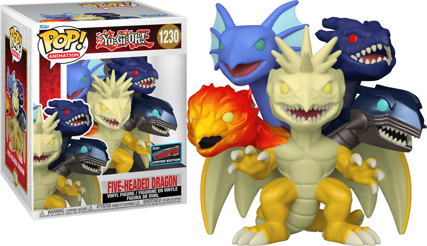 Funko POP! Animation Yu-Gi-Oh! Five Headed Dragon #1230 6" Limited Edition 2022 NYCC Exclusive Sticker