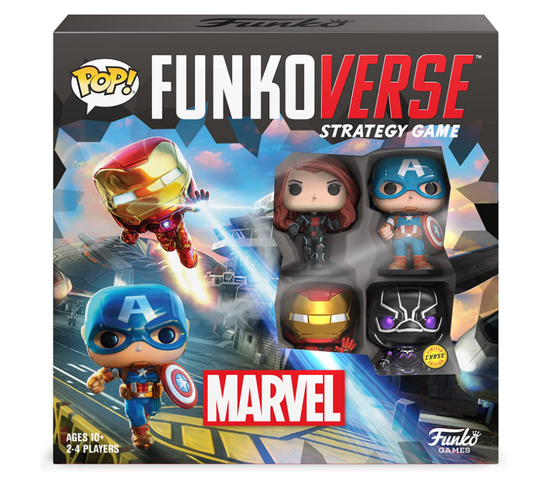 Funkoverse Strategy Game Marvel 100 CHASE (4-pack) [Metallic Black Panther]