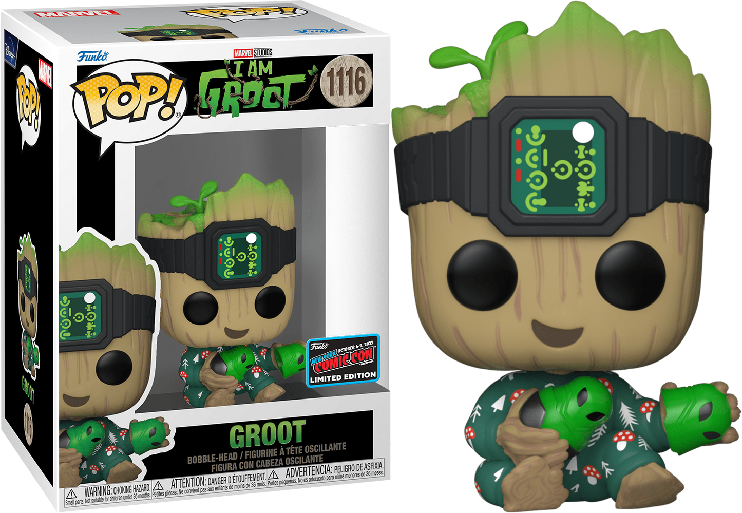 Funko POP! Marvel Heroes Groot with Headband #1116 Limited Edition 2022 NYCC Exclusive Sticker