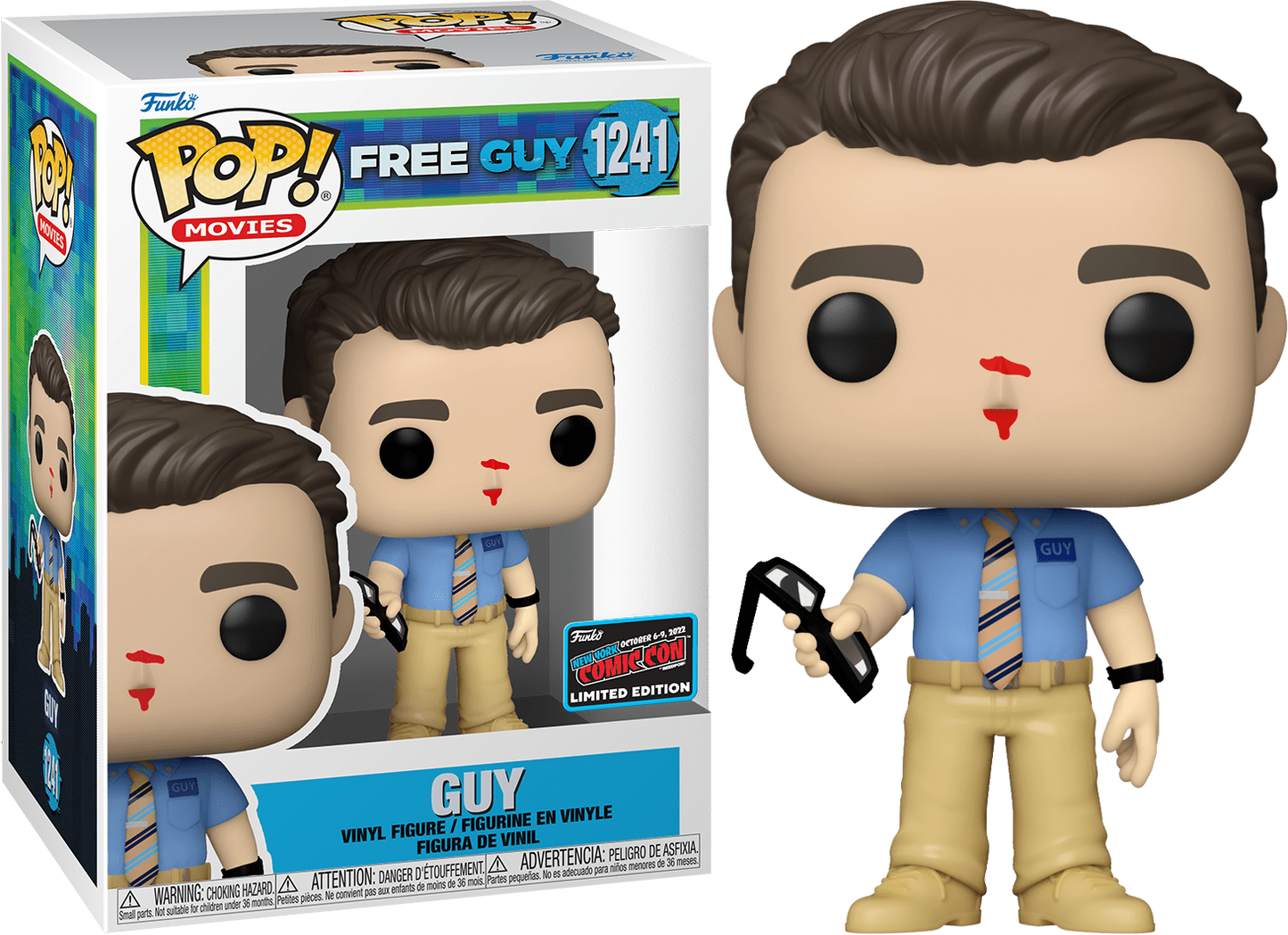Funko POP! Movies Free Guy: Guy #1241 NYCC 2022 Limited Edition Convention Sticker Exclusive