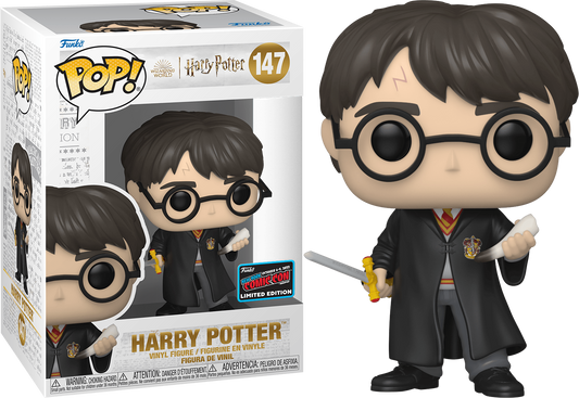 Funko POP! Movies Harry Potter with Gryffindor Sword & Basilisk Fang # 147 Limited Edition 2022 NYCC Exclusive Sticker