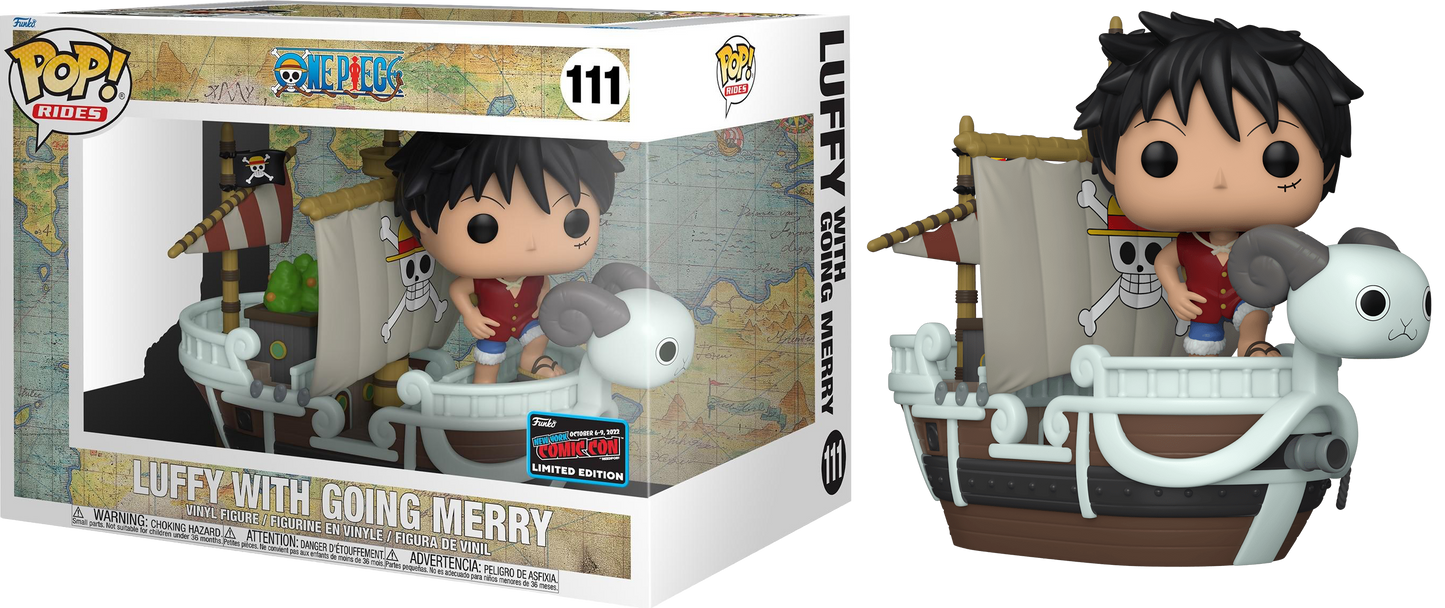Funko POP! Rides One Piece Luffy with Going Merry #111 NYCC 2022 Convention Sticker Exclusive