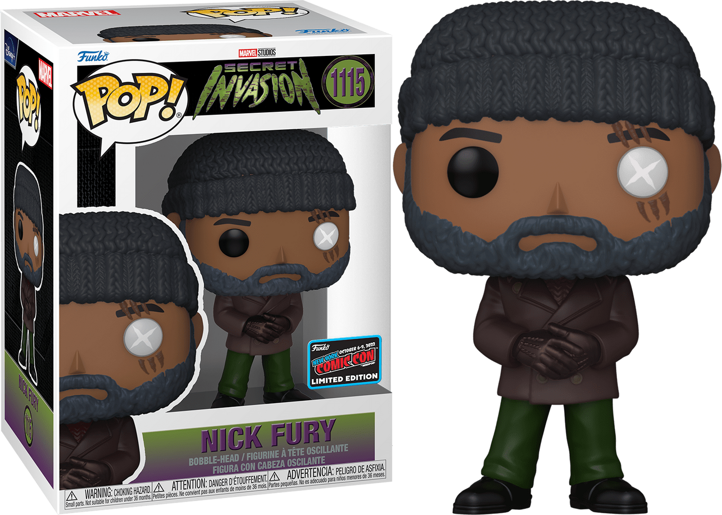 Funko POP! Marvel Secret Invasion Nick Fury #1115 NYCC 2022 Limited Edition Convention Sticker Exclusive