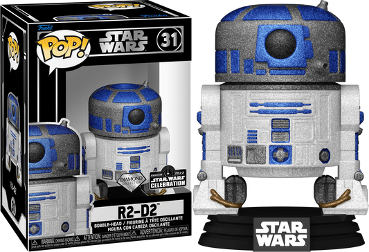 Funko POP! Star Wars R2-D2 #31 [Glitter Diamond] Star Wars Celebration 2022 Sticker Exclusive