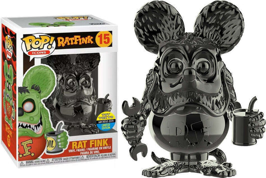 Funko POP! Icons Black Chrome Rat Fink SDCC 2019 Limited Edition Toy Tokyo Convention Sticker Exclusive