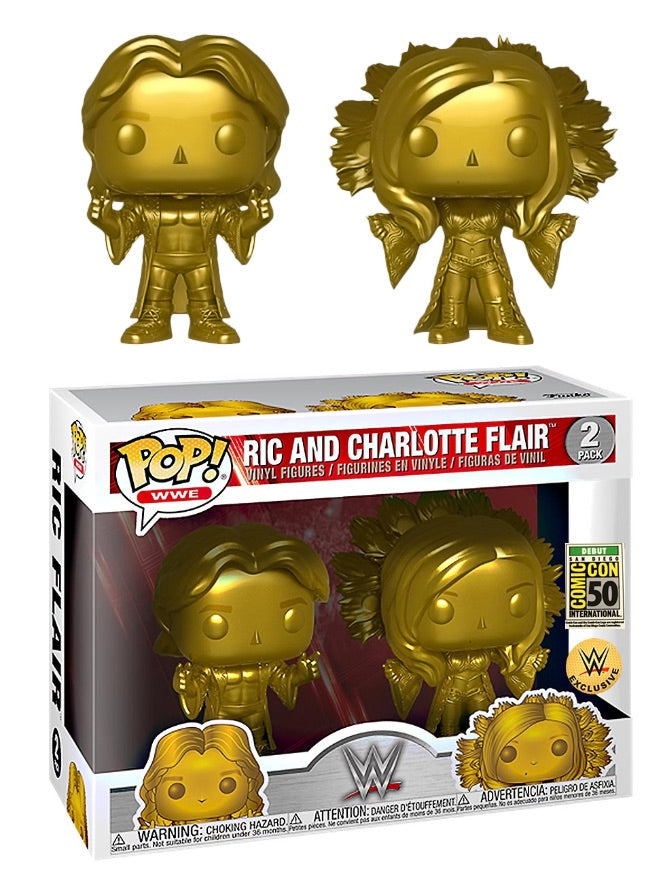 Funko POP! WWE Ric and Charlotte Flair (Gold 2-Pack) [SDCC Debut]