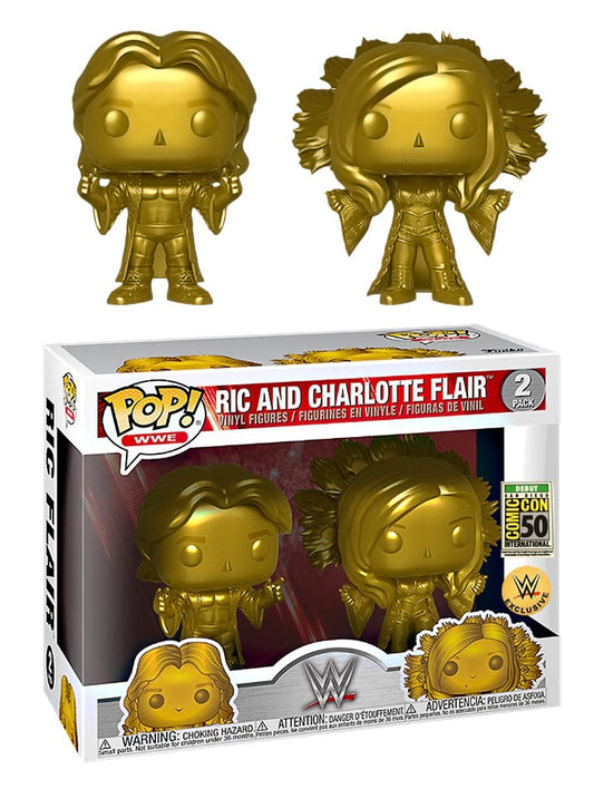 Funko POP! WWE Ric and Charlotte Flair (Gold 2-Pack) [SDCC Debut]