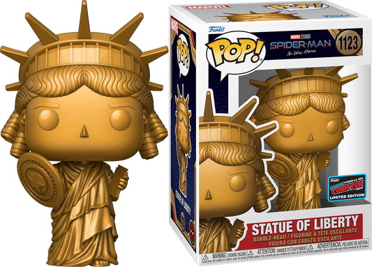 Funko POP! Marvel Studios Spider-Man No Way Home Statue of Liberty #1123 NYCC 2022 Convention Sticker Exclusive