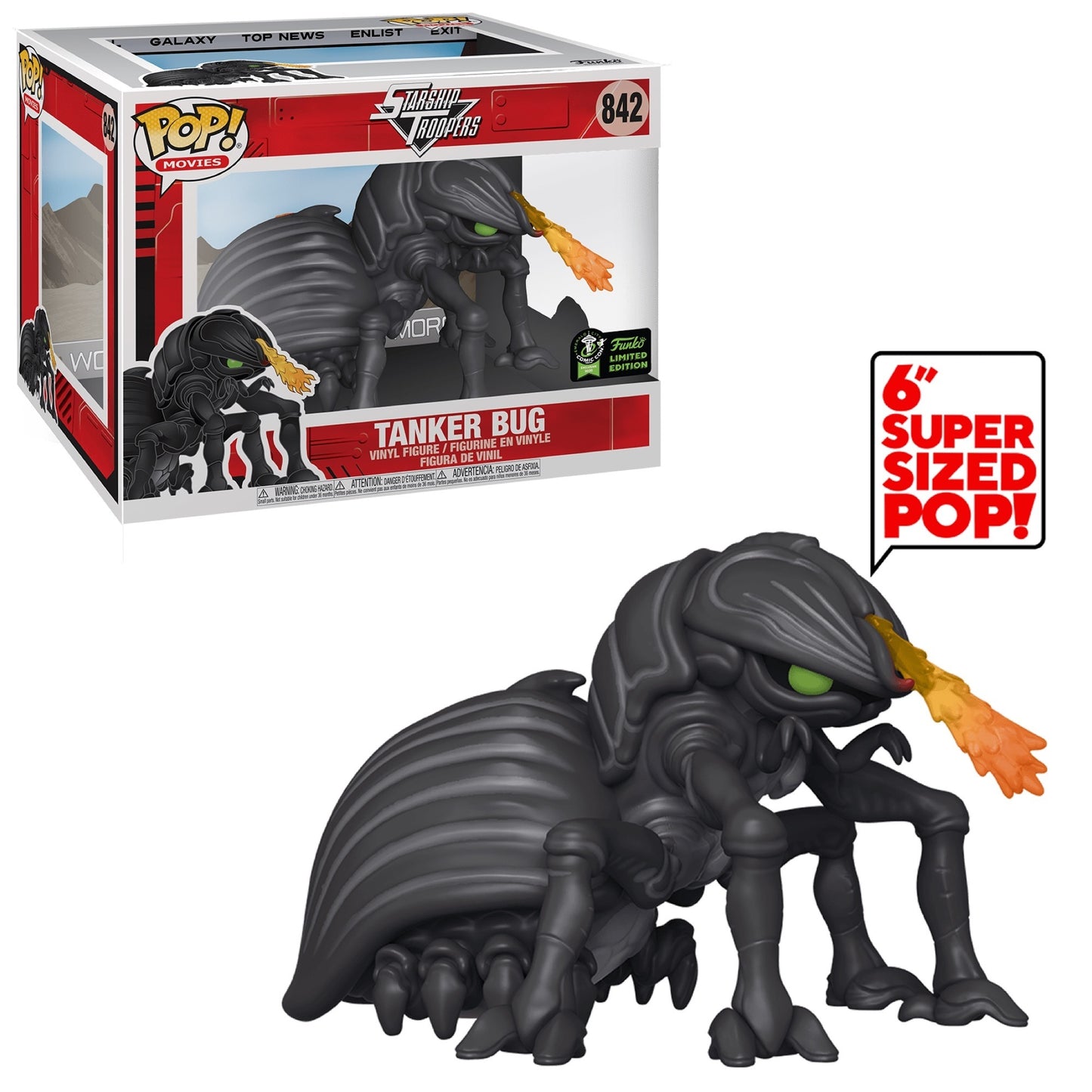 Funko POP! Movies Starship Troopers 6 Inch Tanker Bug #842 ECCC (Convention Sticker Exclusive) Limited Edition