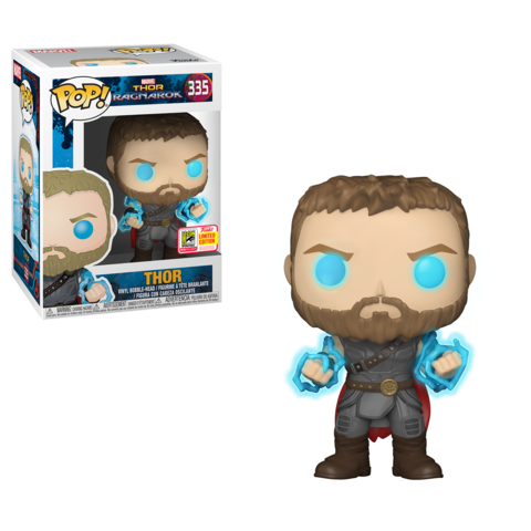 Funko POP! Marvel Thor Ragnarok GITD Thor (With Odin Force) #335 SDCC 2018 Limited Edition Sticker Exclusive