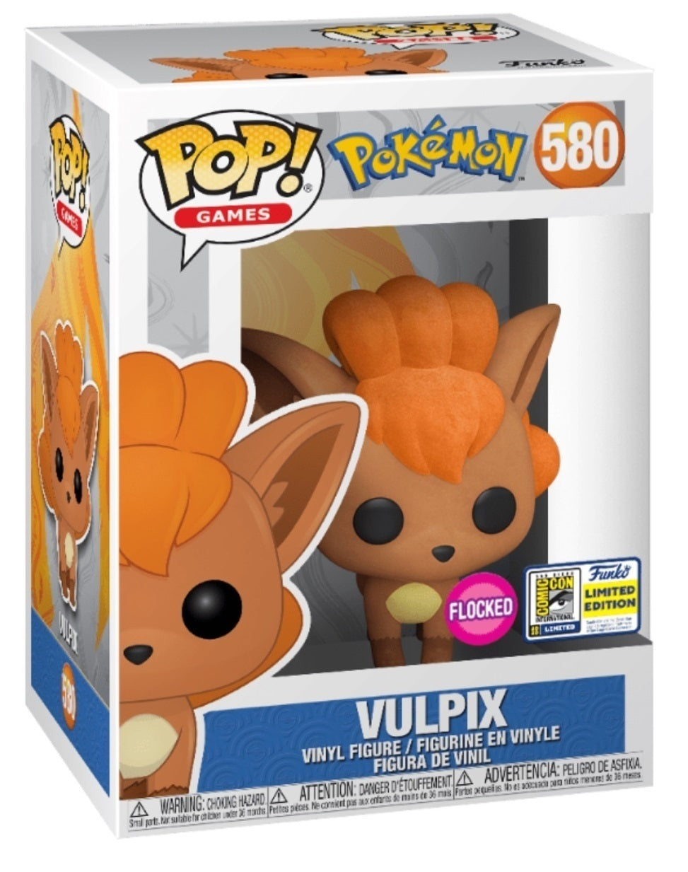 Funko POP! Games Pokemon Vulpix [Flocked] #580 SDCC Limited Edition Convention Stickered Exclusive