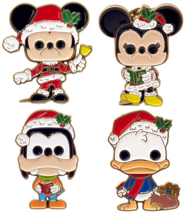 Funko Disney Holiday 2020 Mickey, Minnie, Donald & Goofy Exclusive 1.5-Inch Pin 4-Pack [Holiday Collector Box]