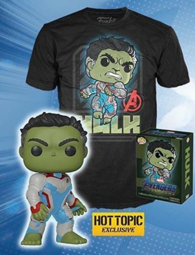 Funko POP! Tees Marvel Avengers Endgame Hulk #451 [Quantum Realm Suit] [Glows in the Dark] and Size Large T-Shirt