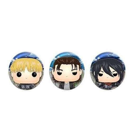 Attack on Titan Button Set (3 Pieces Eren, Mikasa, Armin)