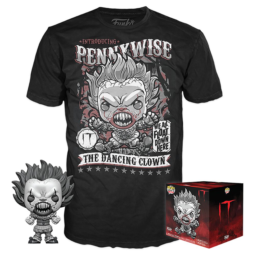 Funko POP! and Tee IT Pennywise [Black and White] with Size XL T-Shirt Collectors Box Exclusive