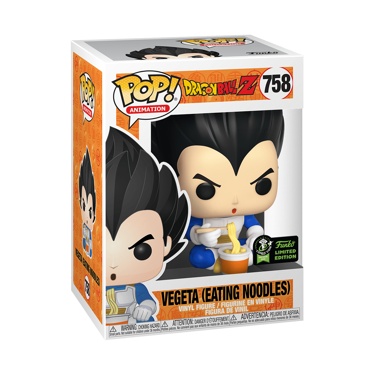 Funko POP! Animation Dragonball Z Vegeta (Eating Noodles) #758 ECCC Sticker Exclusive