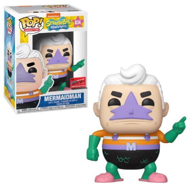 Funko POP! Animation Spongebob Squarepants MermaidMan #834 NYCC 2020 Limited Edition Convention Sticker Exclusive