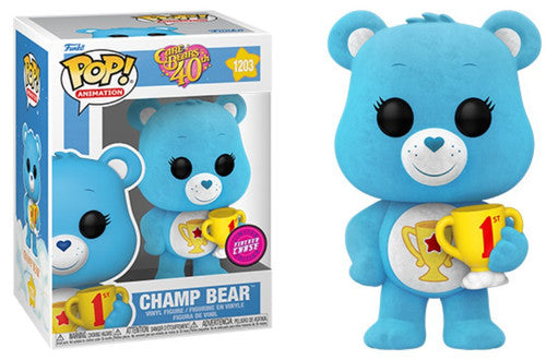 Funko POP! Care Bears Champ Bear CHASE [Flocked] #1203