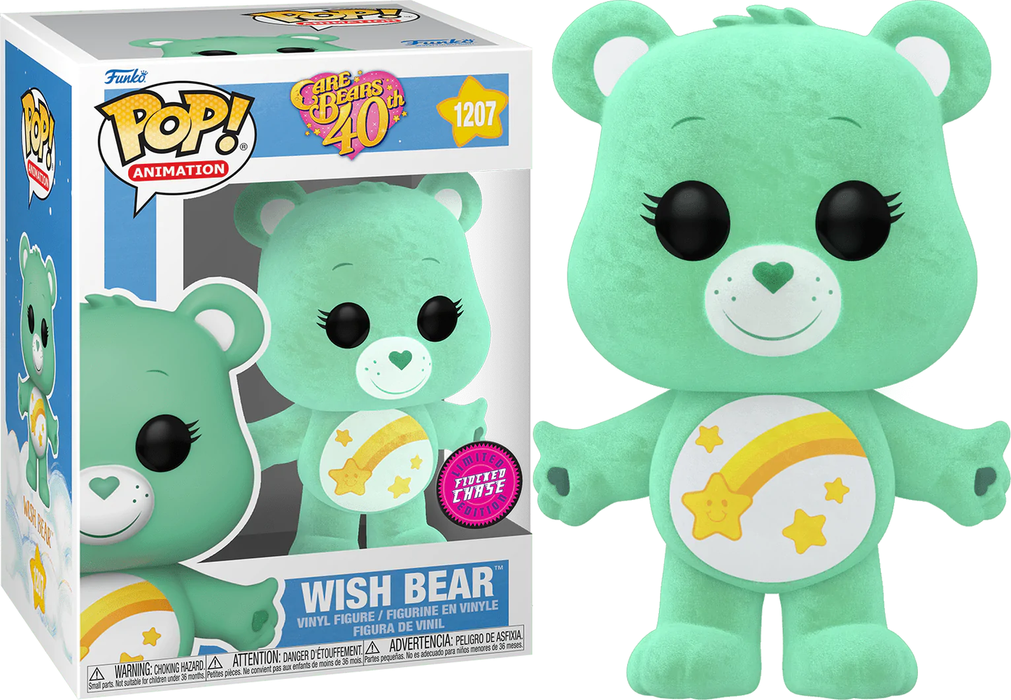 Funko POP! Care Bears Wish Bear CHASE [Flocked] #1207