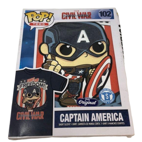 Funko POP! Tees Marvel Captain America Civil War Short Sleeve T-Shirt, Gray (XL)